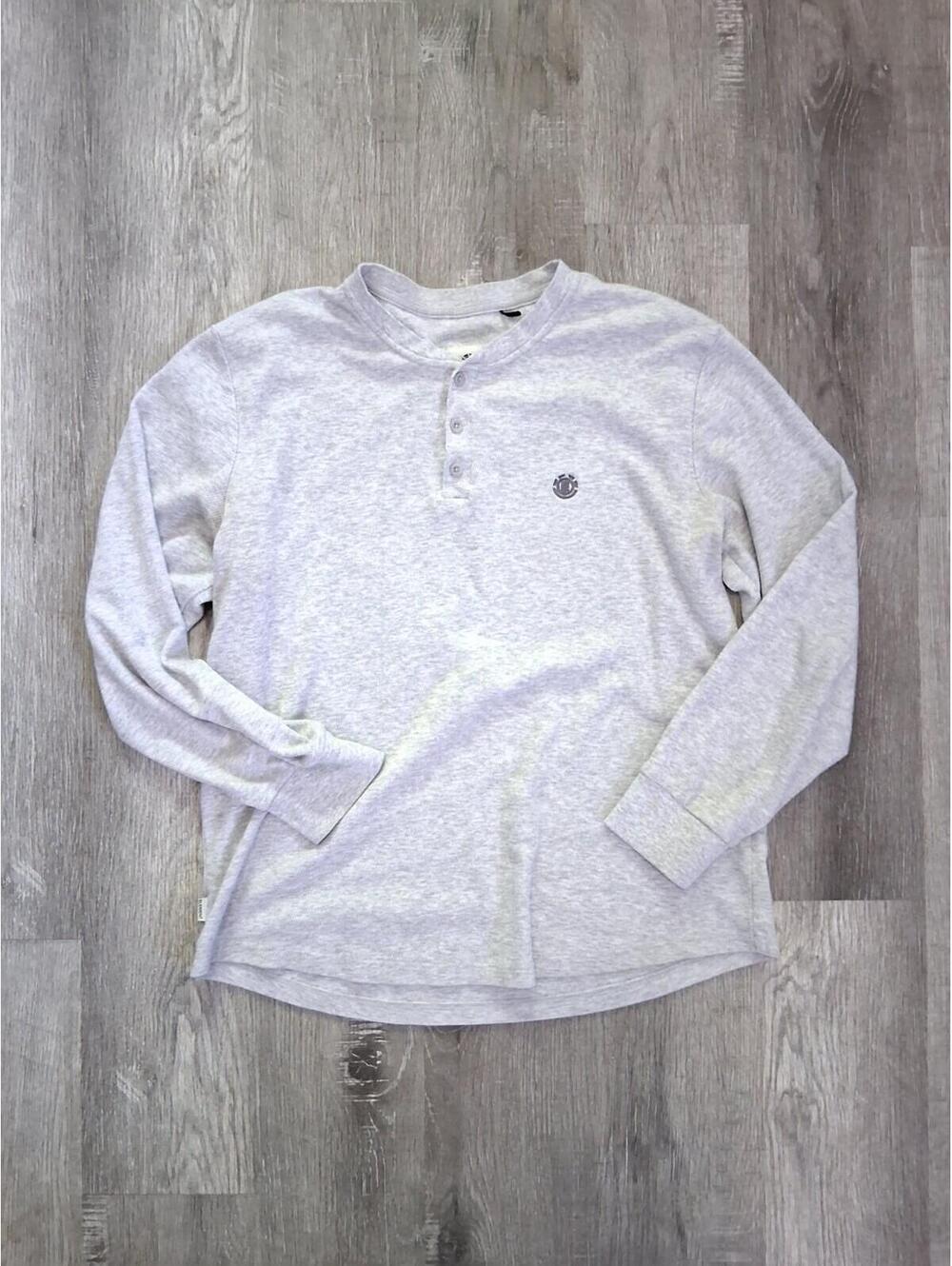 Element Men's Medium, Gray Soft Long Sleeve w/Logo Casual Henley Shirt